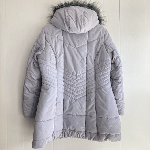 Below Zero Anorak Jacket Womens Gray Winter Coat Quilted Full Zip Hooded Sz PL - Picture 2 of 11